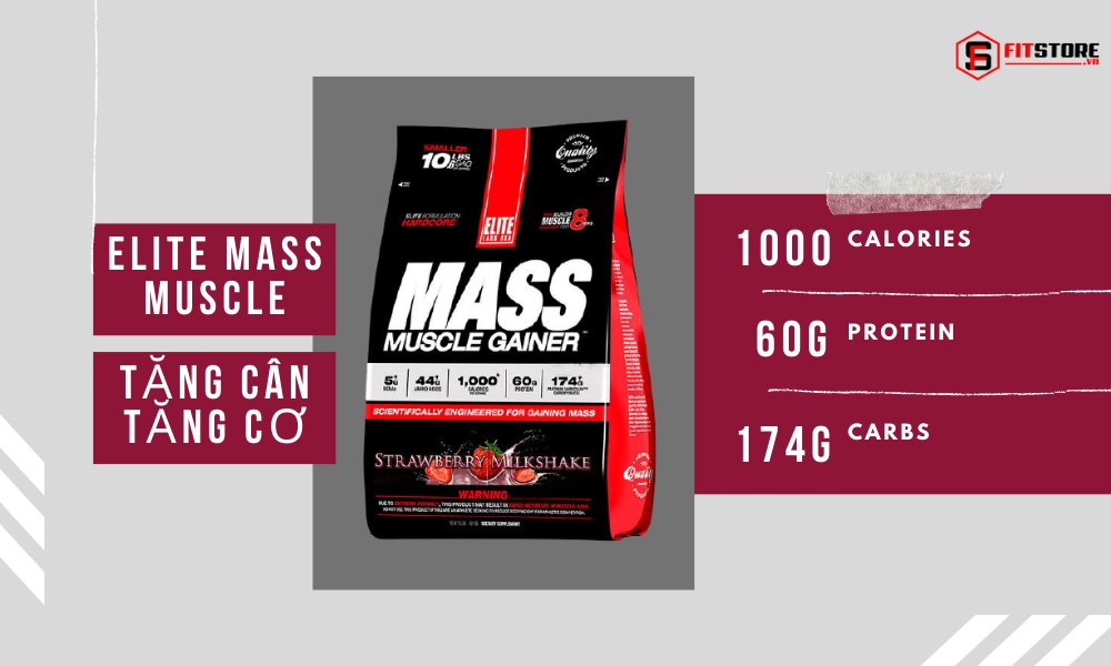 Elite Mass Muscle Gainer 10Lbs 1 Elite Mass Muscle Gainer - Hỗ trợ tăng cân xây dựng cơ bắp