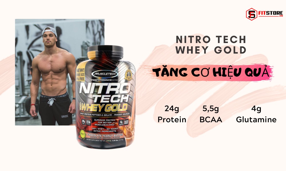 Sữa Tăng Cơ Nitro Tech Whey Gold 8 Lbs 1 Nitro Tech Whey Gold - Phát Triển và Phục Hồi Cơ Hiệu Quả