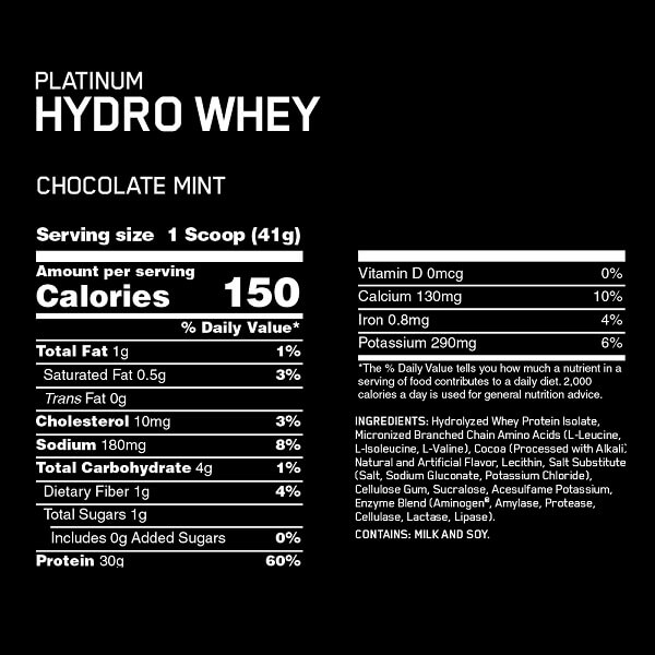 Thành phần dinh dưỡng sữa tăng cơ On Platinum HydroWhey
