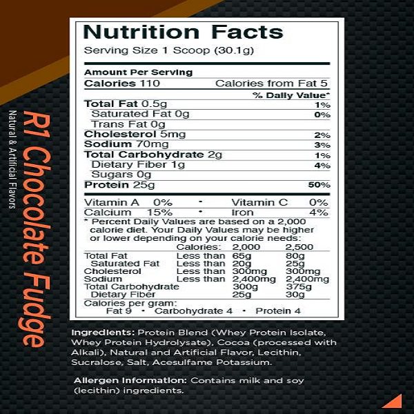 Sữa tăng cơ Rule1 R1 Protein 10Lbs 2 Thành phần dinh dưỡng tạo nên khác biệt của sữa tăng cơ Rule1 R1