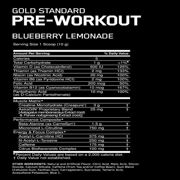 On Gold Standard Pre Workout 2 Thành phần dinh dưỡng On Gold Standard Pre Workout